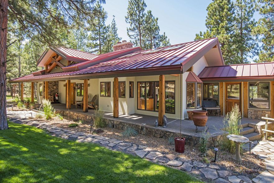 WOW Factor! Cascade Mountain views from your great room! Main level living plus lower level living area, for friends, family, parents, and au pairs. 12.45-acre retreat in Sisters, Oregon has space for your passions and hobbies. Neighborhood access to 160 acres of National Forest. Enjoy views of Three Fingered Jack, Black Butte, and Mt. Jefferson from the great room! Open floor plan, chef's kitchen, formal and informal dining, family room, wine cellar, 3 bedrooms, office library, huge walk-in closets, laundry areas, sauna, and dog shower.  Plus a second detached bonus building that includes a 2-car garage and a studio with a full bath! Vaulted ceilings, exquisite timber-frame construction, and floor-to-ceiling Ochoco stone fireplace will make you say, ''Wow!'' Wake up to the babbling brook. Great set-up for horse lovers! Drive-thru barn, fenced paddocks, loafing shed, hayloft, and more! Paved & gravel driveways for trailer/RV parking.