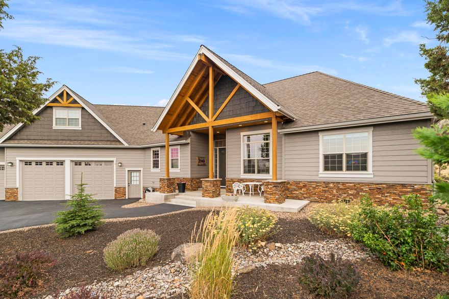 Gorgeous custom home on the West Ridge in Eagle Crest Resort! Open floor plan features 3 bedrooms, den, powder room, and utility on main floor. Master suite with walk-in closet has custom built-in closet system. Master bath has heated floors, an extra large walk-in shower with dual shower heads, plus a soaking tub. Second floor is a huge bonus room with beautiful views. The yard is beautifully landscaped and mature, and has a full drip system. There is an expansive covered patio with drip for your hanging baskets and patio flowers, a hot tub, and raised bed garden boxes with their own programmable drip system. The garage has three bays with extra storage. The house exterior was painted in October 2023. COREtec luxury vinyl, wide-plank oak flooring was just installed! This home is loaded with upgrades and luxury finishes throughout. Eagle Crest owners enjoy three golf courses, three sports centers, a day spa, and miles of walking and biking trails.