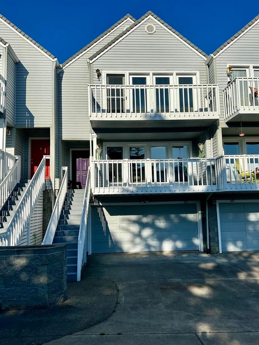 Enjoy breathtaking mountain views from this multi-level townhome just blocks from the downtown plaza. The spacious primary suite features a private balcony, large closets, and a spa-like bath. The second bedroom also enjoys views, while the third bedroom/office is open to the staircase. The main level includes a bright living room with a view-facing balcony, a semi-formal dining area, and a sunlit kitchen with access to a back deck and fenced patio. A half bath with laundry is conveniently located off the kitchen. The ground level offers a double garage, workspace, and large bonus room ideal for storage, hobbies, or fitness. One of only five units with a low HOA and not part of Glenn Vista—no extra fees or shared pool. A rare find close to the heart of town!