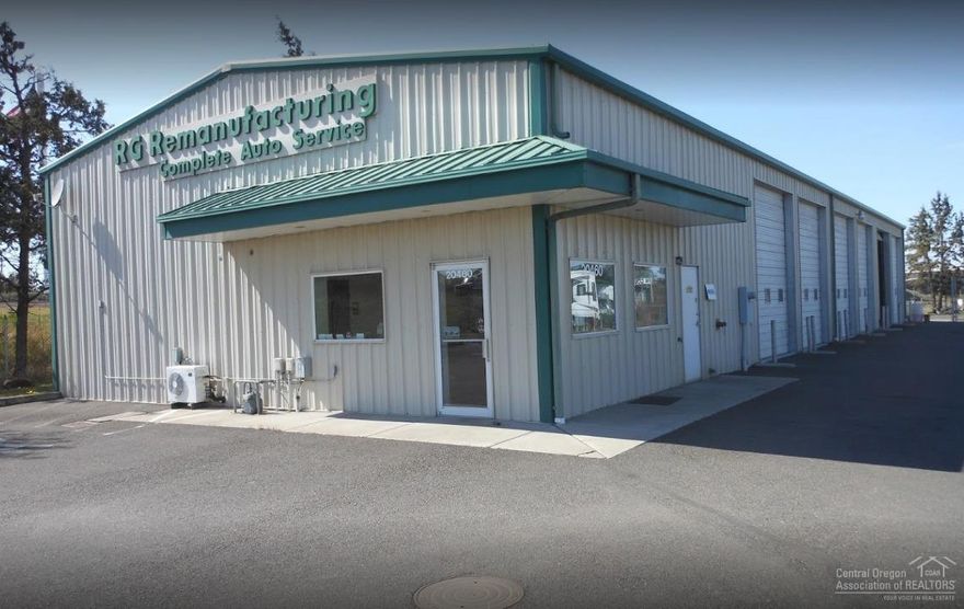 Building has excellent exposure w/signage & visibility to N Hwy 97. Across from Cascade Mall & Trader Joes. Neighbors include Uhaul, Coachmasters & Big Country RV. Well maintained building ready to occupy for Body Shop, tire store, auto/truck repair, manufacturing, etc, 2 ADA RR's, large office area, employee break room, 68x80' outside storage yard w/steel security fence. Forced natural gas heat w/elect heat & heat pump cooling in office. Epoxy sealed floors, exhaust system. Ready for investor, owner/user.