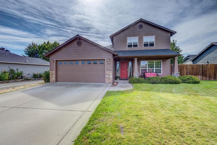 Beautiful home in very desirable location close to schools and shopping. Large living room opens up to dining room and kitchen, perfect for entertaining. Kitchen features island, gas stove & stainless appliances. Main floor master w/walk-in closet & slider that leads to the backyard. Upstairs you will find two oversized guest bedrooms, each with walk-in closets, plus a guest bathroom. Lovely backyard w/large covered patio is a nice place to enjoy BBQ's on warm summer days. Grape vines have produced enough for sellers to bottle some of their own wine. Finished 2 car garage, plus RV parking area leaves room for all of your toys. Home has brand new exterior paint, custom blinds, newer interior paint & some new floor coverings. This house is move in ready and won't last long! Call today for your personal tour.