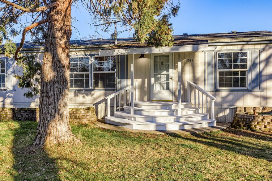 MOVE IN READY!!! This 3 beds and 2 bath manufactured home built in 1995 sits on .49 acres which provides plenty of space for garden, kids, toys and RV. RV space has sewer hookup available. Mature trees, cover front porch and large covered deck w/ramp in back offer plenty of space to entertain as well. The kitchen is open w/ plenty of cabinet space, walk in pantry, a vaulted ceiling & skylights for all that natural light. Primary bedroom feels spacious and bathroom w/jetted tub & walk in shower. Property is on a well but connected to city sewer and power! Recent improvements include fresh interior paint, new carpet & kitchen/ laundry room floor. Washer & Dryer are included.