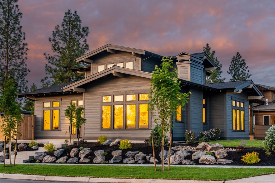 Take in the mtn views from another premium home from Fusion Homebuilders in Shevlin West, Bend's premier neighborhood w/close proximity to the National Forest, parks, restaurants, and more! Designed
to maximize westerly views and natural light, this contemporary craftsman is built to impress. An ideal floor plan features a great room, kitchen, and office that glows w/ natural light and mtn views. 10-foot-high ceilings, tall windows, Thermador appliances, floor to ceiling cabinetry, & primary on
main are a few of the exceptional features that set this home apart. A soft yet modern interior design package offers clean lines and a warm feel unique to this home. Upstairs 2 beds +bath & a large bonus rm provide space for guests w/ mtn views. The SW courtyard and Westerly patio offer picturesque sunset views, an ideal space for outdoor entertainment. A large mud room & 3-car garage provide plenty of storage for all your outdoor gear. Amazing quality & design that you must see for yourself!