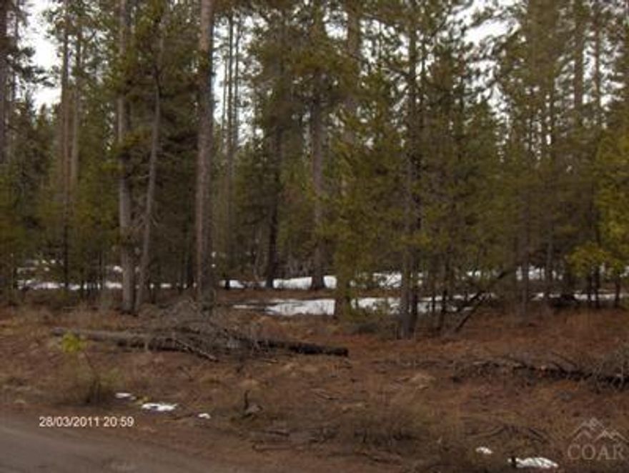 Lots of trees and this lot was cleaned up a couple of years ago. close to State Park and all the recreation that centeral Oregon has to offer. Ask about owner terms. Close to public lands.