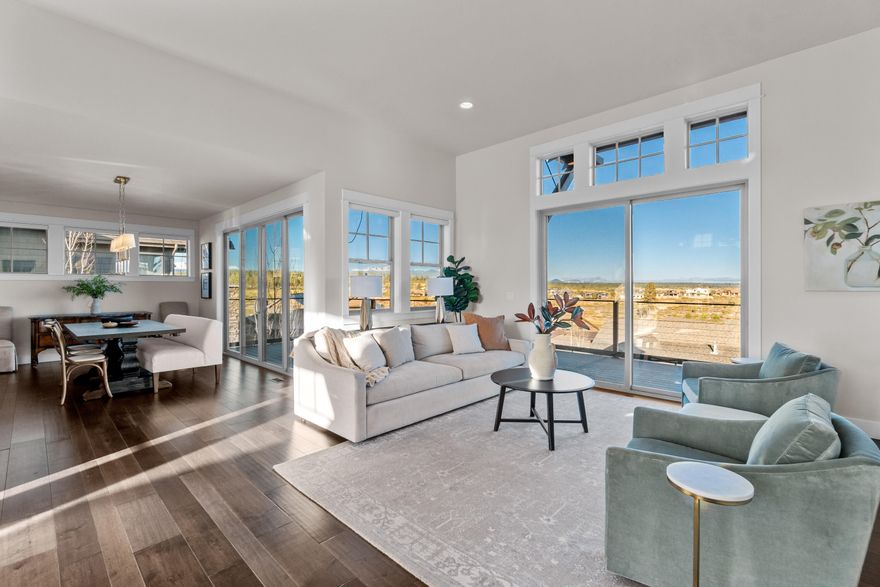 Situated on the bluff within the celebrated resort of Tetherow, this gorgeous home enjoys breathtaking Cascade Mountain views for as far as the eye can see, along with a bird's eye perspective of the golf course. A thoughtful, open concept is paired with timeless design, creating the perfect home base for all of your central Oregon adventures. The main level primary suite is expansive, featuring a private deck, oversized closet and spa like bathroom. The great room frames the view perfectly, capturing a flood of natural light and flowing seamlessly to the beautifully appointed kitchen, perfect for entertaining. Downstairs, a generous bonus room is flanked by 2 ensuite bedrooms, each with a private patio. Recent upgrades include freshly painted cabinetry, new backsplash, designer lighting package, new hardwood floors that carry into the primary suite and custom garage cabinets. Tetherow offers world class amenities including a top 100 golf course, clubhouse, pool, gym and restaurants.