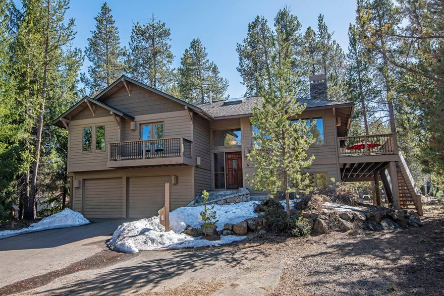 #6 Acer Ln.  Beautiful Sunriver home tucked into a quiet cul-de-sac, close to Woodlands golf course. This 4 bedroom, 3 1/2 bath reverse living home has two master suites on the upper floor.  Updated kitchen opens up to a large great room.  Opened-beamed, vaulted ceiling gives this home a very spacious feel.  Step out onto the second story back deck, and enjoy the quiet and beautiful surroundings.  Outdoor deck is plumbed for gas, for all of your grilling needs.  Lower level has a second living area.  Large living room and two additional bedrooms downstairs create lots of options for your dream home or as a vacation rental.  Come see the extra touches that make this home special, from the wood trim, to the step out of the shower heating fan in the master bath, and the private balcony deck off the master bedroom.