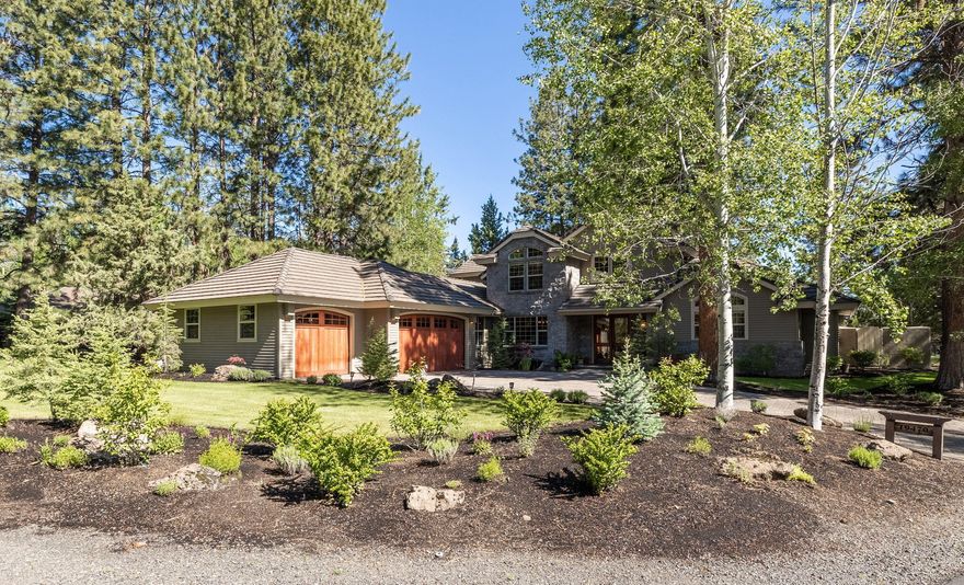 Fall in love with this two-story gem of a home snuggled into an inviting cul-de-sac in Bend's highly desirable Broken Top Community. Located in a park-like setting at the end, beautifully landscaped with plenty of play space for children young and old. A generous water feature in front greets visitors with a calming flow. Another, multi-tiered water feature in back enhances your outdoor experience, providing tranquility for moments spent savoring the verdant backyard. This airy, south facing home gets flooded with natural light throughout the day. Primary suite on main level along with den that could easily be converted to 4th Bed Room. The chef's kitchen includes oversized granite island, newer appliances, and custom cabinets. Upstairs includes two additional en suite Bed Room and media/game room. It has all the character, charm and comfort a family could want. Have a look today at this place for gracious, comfort-filled living; it won't be here for long.