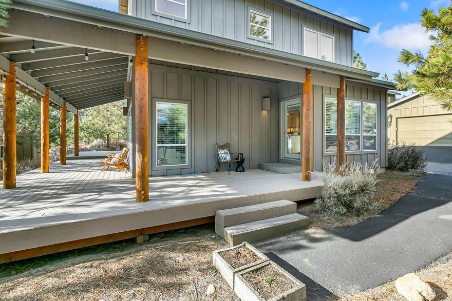 Amazing opportunity to own just minutes from Mt Bachelor and is SHORT term rental ready! Enjoy all that SW Bend has to offer with direct access to the Deschutes River Trail and just minutes to restaurants, shopping and so much more!  Light and bright open layout with a great room featuring soaring ceilings, gas fireplace, and a wall of windows providing tons of natural light that opens to the kitchen with eating bar, SS Appliances and eating area with access to the porch.  Spacious primary suite on the main floor with walk-in closet, walk-in shower, and private door to the deck.  Two additional bedrooms and bath on the upper level.  The large covered wrap-around deck is the perfect place to relax and entertain, along with all of the neighborhood amenities including a pool, clubhouse, hot tub, trails and more.