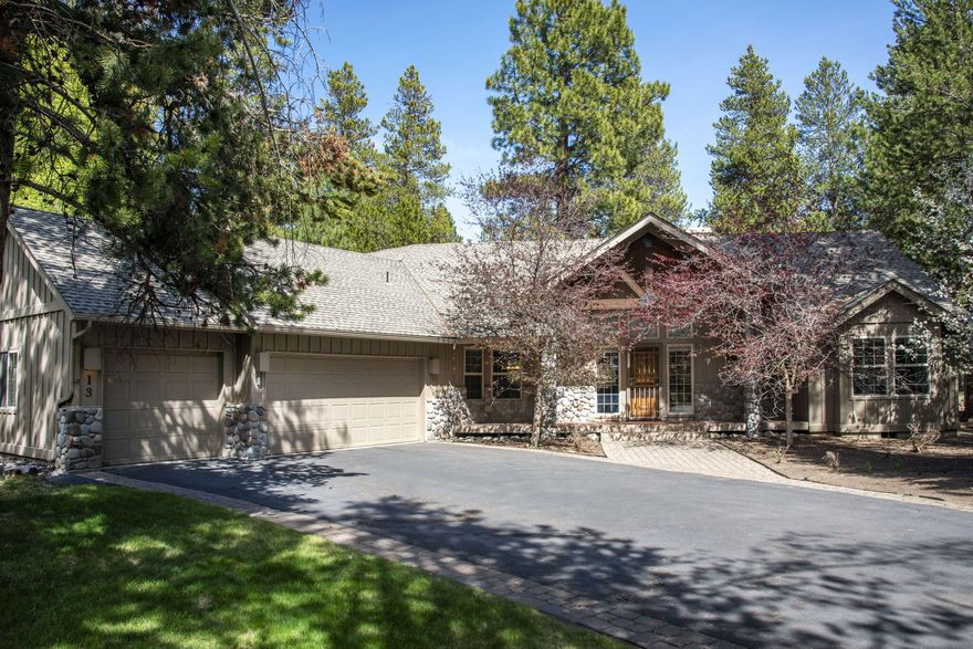 Tucked into a peaceful corner of Sunriver, this single-level home offers access to both The Deschutes National Forest (your backyard!) as well as the Deschutes River just down the street. Step inside to the vaulted great room, featuring a spectacular forest view and a towering river rock fireplace. Whether you're hosting family or just enjoying your morning coffee, the open floor plan seamlessly flows from the living area to a spacious kitchen and dining area. Outside, the expansive back deck is made for lounging, grilling, or gathering. Inside, all three bedrooms are true suites, plus a half bath and office provide flexibility. This home blends the peaceful essence of forest living with all the amenities of Sunriver—ideal as a primary residence, second home, or vacation getaway. Home includes AC, all appliances (newer W/D) and is fully furnished.