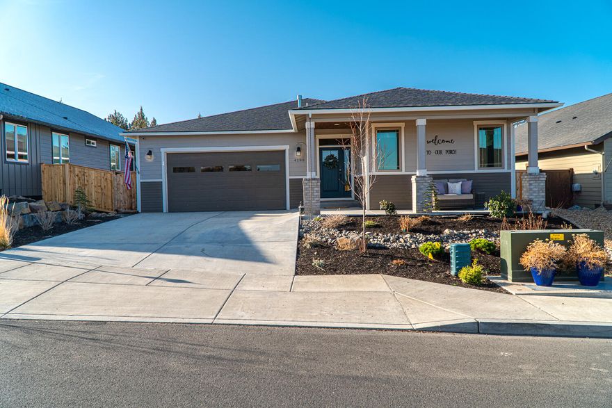 Better than new luxury single story home in SW Redmond featuring spacious living w/ two master suits & Cascade Mtn views. Vaulted Great Room plan w/ built-in entertainment, cozy gas burning fireplace & sliding doors to back patio. Chef's kitchen ftrs soft close cabinetry, under cabinet lighting, stainless steel appliances, large walk-in pantry & plenty of prep space on the slab Quartz counters & central island. Two primary suites w/ walk-in closets ftr built-ins. One primary bedroom separated from others features soaking tub, dual vanities, tiled shower, & oversized walk in closet. Smart home enabled featuring a Nest Doorbell, WiFi keypad, Nest Thermostat & WiFi garage door opener. Newly upgraded carpet & backyard area. New Solar installed. A/C, fully fenced & landscaped with 3 CAR TANDEM garage. Don't miss!