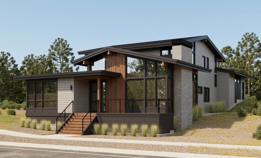 Structure Development NW presents a stunning mid-century modern home in Bend's westside Talline community. Clean lines, warm finishes, and expansive windows fill the interior with natural light. The open layout features four bedrooms, 2.5 baths, and a versatile den, blending style with functionality. A masonry-clad fireplace anchors the great room, complemented by hardwood floors throughout the main level and stairs. The gourmet kitchen boasts custom cabinetry, high-end appliances, and an oversized island ideal for entertaining. Retreat to the main-level primary suite with its spa-like bath and walk-in closet. A flexible den and fourth bedroom provide room to adapt, while the three-car garage with Sprinter bay offers abundant storage. The covered patio invites year-round outdoor living against a mountain backdrop. With access to trails, parks, and westside amenities, this residence is a modern masterpiece designed for Bend's lifestyle.