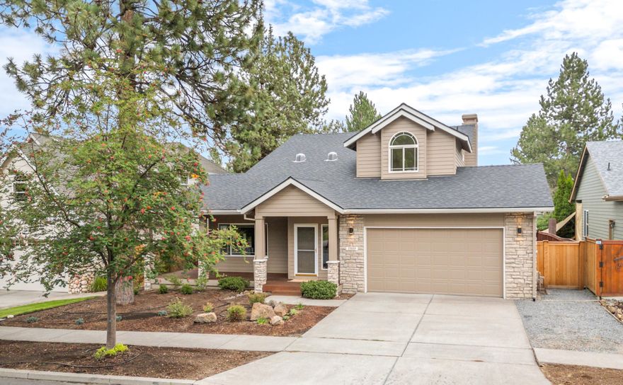 SW Bend home in Elkhorn Ridge. Seller invested $67,000 in the last 5 years with an eye toward comfort and efficiency. New carpet, luxury vinyl flooring, interior paint & new roof were all completed in 2022.  High efficiency furnace joined newer AC, kitchen was updated with new appliances & up-down blinds in 2023. Exterior of house painted & front and back drip irrigation with native plantings finished in summer of 2025. The cozy main living area includes a gas fireplace, vaulted ceilings & two solar tubes. The adjacent dining area leads to a bright kitchen/family room with an additional gas fireplace. The 3 bedrooms upstairs are carpeted. The primary suite has two sinks, soaking tub & a walk-in shower. Additional interior upgrades include designer lighting & plumbing fixtures, newer W/D & hot water heater. Backyard is fenced & easy to maintain. Circuit available for EV charger. Close access to Deschutes River Trail is a bonus. This immaculately cared for home awaits its new owners.