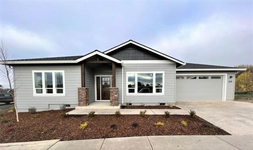 New construction in East Medford by Clason Company!  Single level home located at the Cottages at Cedar Landing. This home will feature an open floor plan, 3 bedrooms, 2 bathrooms, and 1428 sq ft. The great room opens to the dining area and the kitchen with granite counters, stainless appliances, gas range, eating bar and pantry. Large master suite and master bathroom has dual sinks, large tile shower and walk-in master bedroom closet. Finishes include beautiful luxury vinyl plank floors in living areas, gas fireplace, covered patio, tile bathrooms, tile laundry room, tankless water heater, ductless heating and cooling system, and custom built-ins. Front and backyards have low maintenance landscaping, drip system and fencing. This home backs up to open space and overlooks the eastern pond and with views of Roxy Ann.  This private community also features a proposed 2.91 miles of walking trails and over 20 acres of open space including a 5-acre city park.