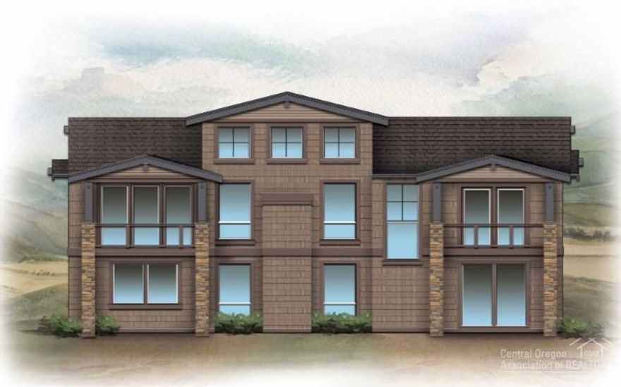 Amazing Cascade Mountain & Tetherow Golf Course views from new mountain-modern home. Airy design, large open great room & dining room open to covered patio w/ built-in fireplace for enjoying sunsets thru-out the year. Spacious kitchen w/ Thermadore appliances,slab granite island, quartz counters. Main-level master-suite & private covered deck w/Mountn views.Guest master w/ courtyard access, plus en-suite guest room, den & 3-car garage on main level. Lower level family room & 2 guest bedrooms w/covered patio