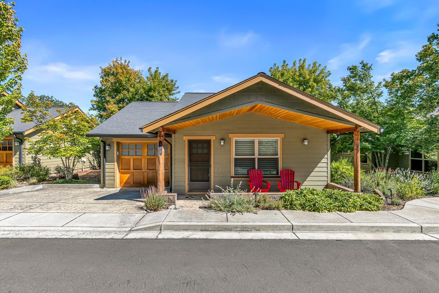 What a cozy find at the desired Beach St Cottages. This well cared for low maintenance Craftsman bungalow has it all! Only 9 units shared in this wonderful community. Enter your vaulted ceiling living room with Brazilian Cherry hardwood flooring, a corner gas fireplace and built-in TV space above that takes you away when feeling the fall coming your way or just snuggle up to a good read. The kitchen flows gently through with continued cherrywood cabinets, pantry and granite countertops, giving you all the room you need to prepare gourmet meals for family and friends. The spacious bedroom with a very oversized walk-in closet is second to none. The bedroom French doors lead you to a very private rear patio for that quiet cup of coffee or morning meditation. Enjoy the community garden/park with a fire pit and water feature always ready for evenings with friends. Low maintenance yard that is groomed by the HOA and a resident only access to SOU. Attached finished 1 car garage as well.