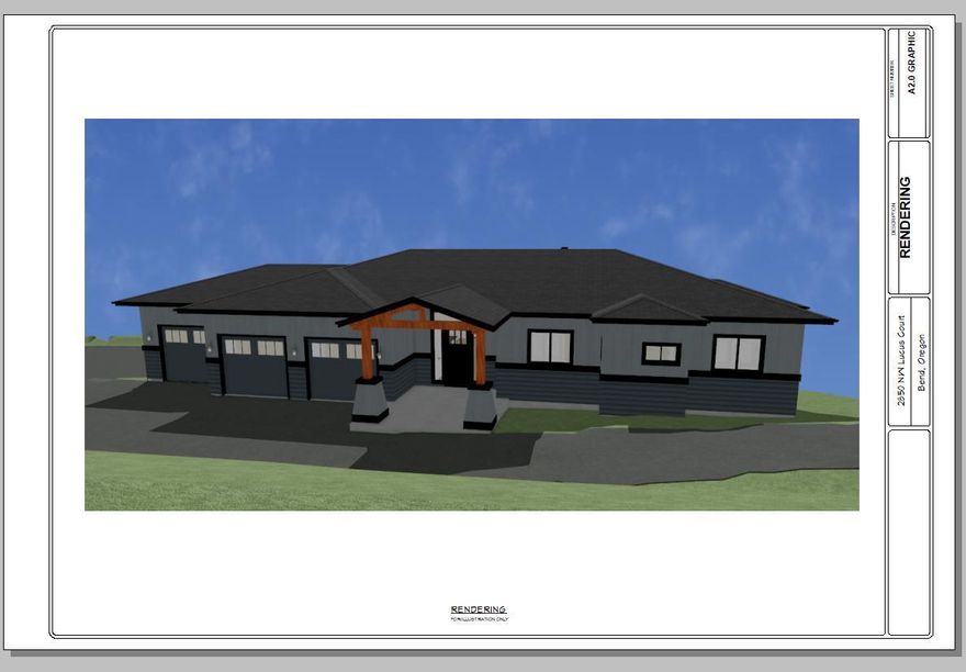 Did you move to Bend for elbow room, trees and views? This brand new 2451sf single level build has amazing sunrises and city lights views. Watch the Pilot butte fire works from your deck on this .86 acre treed Awbrey Butte lot. With adjoining lots already built and neighbors barely visible, you'll have privacy not seen in most neighborhoods on the west side. 2451sf of living space on one level and 11.5 foot ceilings in the great room and 10 foot throughout gives this home a very spacious feel.  See the planned interior designs (subject to change) and if you act quickly, there is still time to put your own touch on this custom home. This is an active construction site, please do not walk on or enter the property.