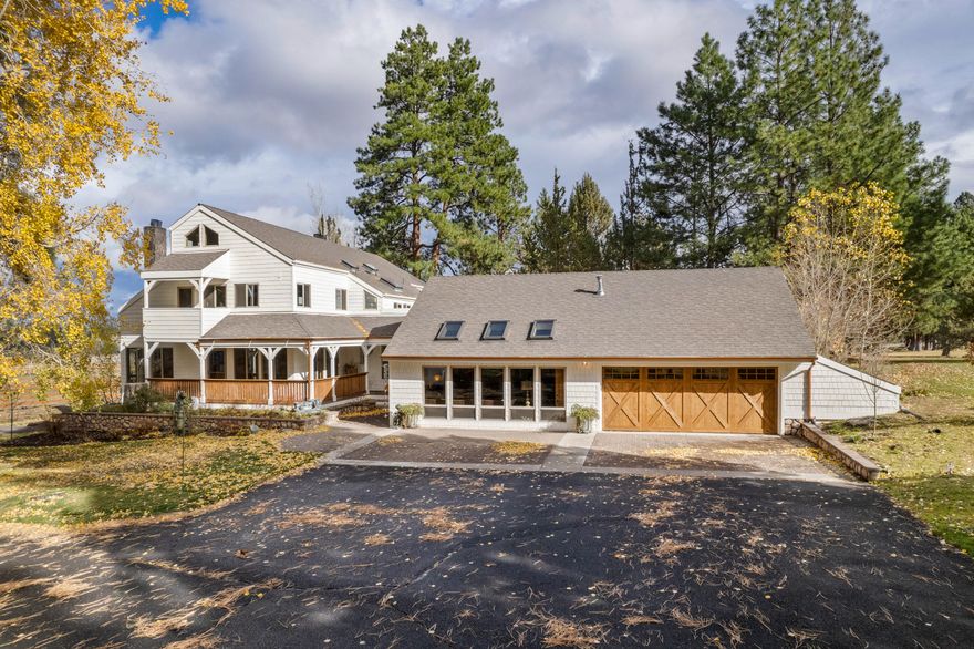 This luxury home is sitting on 14.57 acres in a  private setting just minutes from Bend. Timber frame construction, exposed beams and wood surfaces provide western charm.  The kitchen has commercial range with dual ovens, slab granite & dual refrigerators. Livingroom leads to wrap around porches and amazing pool area for entertaining. Wood burning fireplaces in the living room and family room. Spacious, vaulted primary bedroom with lots of natural light and private balcony. Primary bathroom has a large claw foot tub.  Multiple skylights throughout this home provide tons of natural light.   2 stall barn with tack room, heat and water. Pastures have multiple shelters for your livestock. Paved driveway.