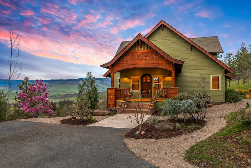 Seller financing considered! Searching for a stunning estate w/ a park-like setting that's only mins away from Downtown Ashland & I5? This Earth Advantage tri-level Suncrest home features 5 bedrms, 3.5 bathrms, 3635 sq ft, 10 acres, open floor plan, chef's kitchen (large island, top end appliances, granite countertops, ample cabinetry), stunning views of the valley & Grizzly Peak, main level primary suite, detached 2 car garage, in ground hot tub, fenced garden area (fruit trees & raised garden beds), brand new wrap-around deck, & solar system! Primary suite is large w/ 2 walk-in closets, walk-in shower, dual vanities, & a luxury stand-a-lone tub. Upstairs features 2 large bedrms that share a full bathrm. Lower-level features 2 bedrms, 1 full bathrm, family rm, & finished storage rm w/ built in safe. Property borders an extensive trail network (Ordson-Todd trailhead is steps away) that leads to Mt Ashland & Lithia Park!