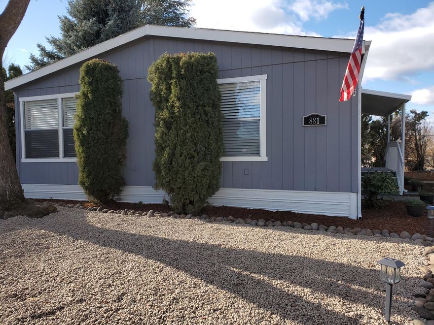 Clean roomy 2 bedroom 2 full bath manufactured home in a beautiful family park is available now.
This home has new paint inside and out. The home comes with all appliances including refrigerator, nice 5 burner glass top stove, dishwasher, washer, dryer and microwave. All blinds in the home have been replaced and updated. The heat pump keeps the home warm in the winter and cool even on the hottest of days. The path for the club house and pool run right past the house. The home backs up to the community park and tennis court.

The owner is licensed in the state of Oregon to sell real Estate.