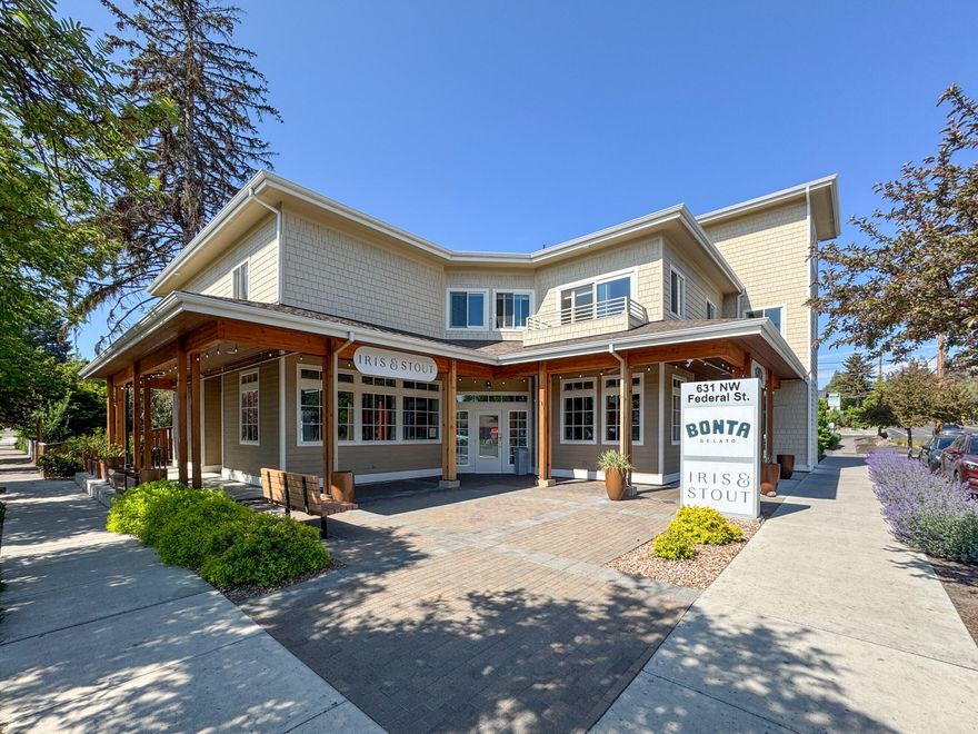 Galveston Terrace is a well-positioned mixed-use property located at the corner of Galveston Avenue and NW Federal Street, one of Bend's key corridors linking downtown and the west side. Built in 2016, the 5,015 SF building comprises two ground floor retail suites—leased to popular local businesses Bonta Gelato and Iris & Stout—and two well-appointed second-floor residential units. The site offers onsite parking and excellent street presence within a walkable, high-demand neighborhood surrounded by restaurants, shops, and residential density. With 100% occupancy and CC zoning, this asset is an attractive long-term hold in a supply-constrained urban node.