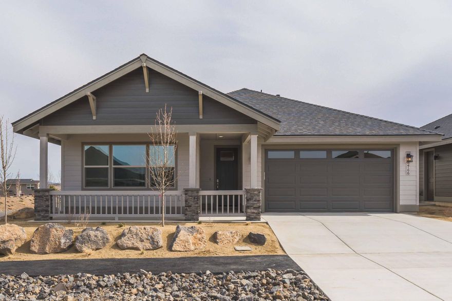 LOT 54.  Meet the Cedar floorplan in Dry Canyon Village, Central Oregon's premier age restricted 55+ gated community. The home boasts a covered front patio at it's entry, a kitchen with solid quartz counters, undermount sink, a reach in pantry cabinet, a breakfast nook with abundant windows and a separate dining space that is sure to fit the entire dinner party. Just off the living room is a sliding glass door that leads to a covered back patio perfect for entertaining. The master bedroom has its own ensuite bathroom and exterior door leading to the covered back patio and back yard. The second bedroom is perfect for an overnight guest or roommate. An upgraded trim package with fully wrapped windows, vinyl plank flooring, abundant storage throughout the home, laundry closet and double car garage finishes the interior features. A backyard fencing option is available if you need to keep Fido in.  The community center will feature a yoga studio, pickle ball quarts, indoor lap pool and more