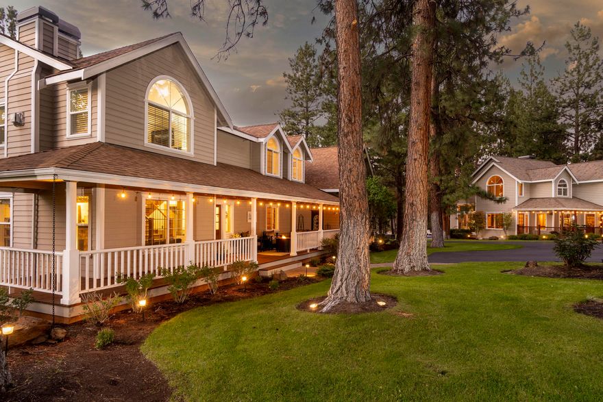 CUSTOM ESTATE WITH TWO STUNNING HOMES, NESTLED ON A PRIVATE, IMMACULATE 5.85 ACRE LOT WITH MOUNTAIN VIEWS!  The beautifully renovated Farmhouse is light filled and spacious, 4615 sq ft, 5 bedrooms, chefs kitchen with butlers pantry, luxurious primary suite with fireplace and spa like bathroom. The 2071 sq ft 3 bedroom guest house feels like a mountain retreat, with vaulted open living and gorgeous floor to ceiling stone fireplace for cold winter nights. It can be used for multi generation living or short or long term rental. Each home has their own separate power supply and septic system. The meticulously maintained property features a solar heated in ground pool, a cascading water feature, 1300 sqft shop, barn w/4 stalls, outdoor arena, greenhouse and chicken coop. The setting is idyllic for meeting today's need for the simpler pleasures in life, where nature & space are the new luxury, yet minutes (2.5 miles) from the charming western town of Sisters.