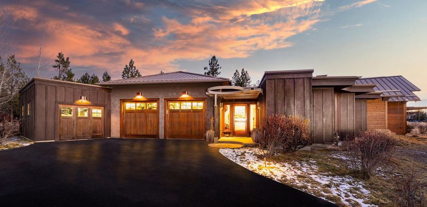Rare opportunity to live in exclusive Shevlin Commons.  This stunning, single level, contemporary ranch style home is a gem surrounded by captivating Cascade Mountain views.  Leave your vehicle at home and explore nature right out your back door.  Take a short approx. 1/4mile stroll on  community trail leading to 600 plus acre Shevlin Park and Tumalo Creek where you can hike, mountain bike, fish, cross country ski or picnic. Abutting this property is a dedicated  44 acre conservation easement leading to Shevlin Park.  Exquisite custom quality through-out featuring extensive warm wood details, travertine marble finishes, Brazilian teak hardwood flooring, designer lighting, a chef's dream kitchen with commercial grade Viking appliances and a custom-made indoor Finnish-style sauna, hot tub, basement/theater room, 3-car (888sf) garage, and so much more. Note:  540sf finished basement included in total square footage (3,310sf).  Most teak furnishings included!
