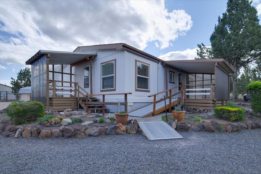 Welcome to your serene retreat in the heart of Crooked River Ranch. A vibrant community know for its stunning landscapes, welcoming atmosphere and unbeatable ammenities including golf, tennis, swimming, hiking and river access. Nestled on 1.28 acres, this adorable manufactured home offers both comfort and functionality with 3 bedrooms and 2 bathrooms. Other property features include: detached garage perfect for vehicles or work space, study metal pole building ideal for RV storage, gardeners dream with mature landscaping with open space and room to grow. Can even turn in to horse property! Borders public land providing privacy and a multitude of access to hiking tails! Dont miss your opportunity to own a slice of Central Oregon!