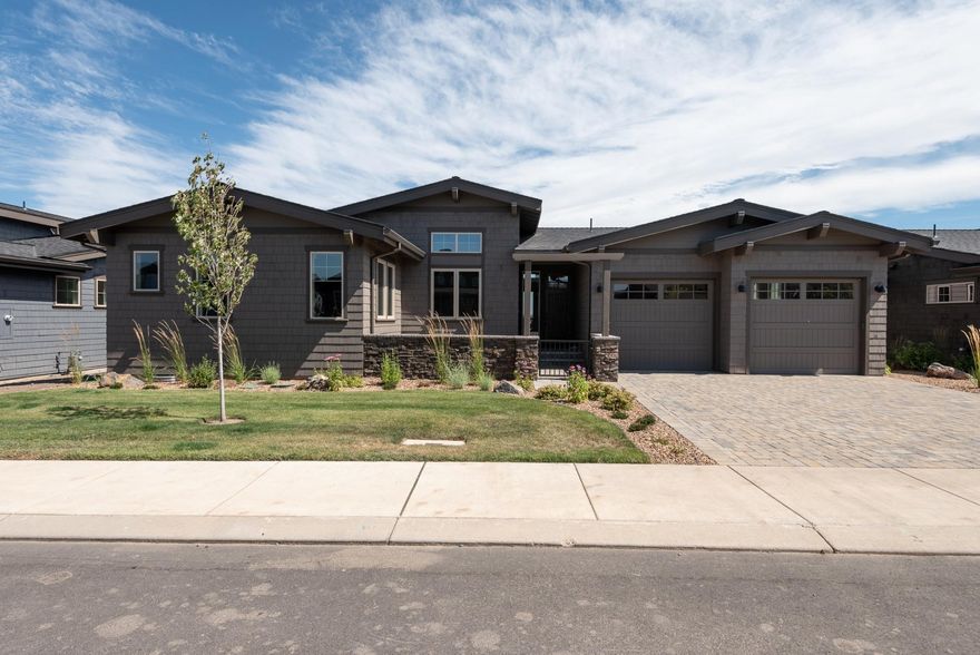 This stunning premium view, newly constructed home, with Cascade Mountain and golf course views is conveniently located on The Rim near the Tetherow clubhouse, fitness center, pool and 3 restaurants. Main floor master suite with fabulous bath & private covered balcony; gourmet kitchen opens to impressive great room with large covered balcony. 2 en suite bedrooms & office on main level; 2 addl. en suites & bonus room on lower level. Tastefully selected finishes that you will love! HOA covers yard maintenance. Outdoor gas fireplace and triple tandem garage.