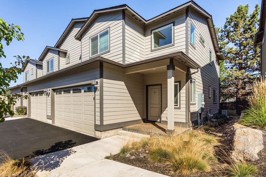 Nestled in a prime location near Pilot Butte trailhead and within an easy stroll to popular amenities such as Costco, Safeway, Lone Pine coffee, On Tap beer garden, less than 1 mile to StCharles Hospital and so much more! The interior is adorned with real wood knotty Alder cabinets, upgraded window coverings, LVP flooring, high ceilings, lots of natural light from the added end unit windows... The icing on the cake is the inclusion of air conditioning, quartz countertops and Whirlpool stainless steel appliances! Upstairs, you'll find all three generously sized bedrooms, a versatile loft area, and the laundry room, offering functionality and convenience. This home boasts an inviting and cheerful atmosphere throughout, a must see!