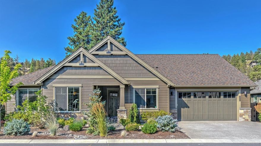 Perfectly located in River's Edge, adjacent to the River trail. Single level living with custom quality finishes throughout. Inviting entry hall with large coffered ceiling leads into great room with picture windows viewing to the fairway & providing lots of light. Quartz counter tops, hardwood floors, big kitchen w/ walk-in pantry and top of the line SS appliances, island w/breakfast bar, grand master suite and bath, den/office w/ built-ins galore. Home is immaculately maintained and shows like a model.