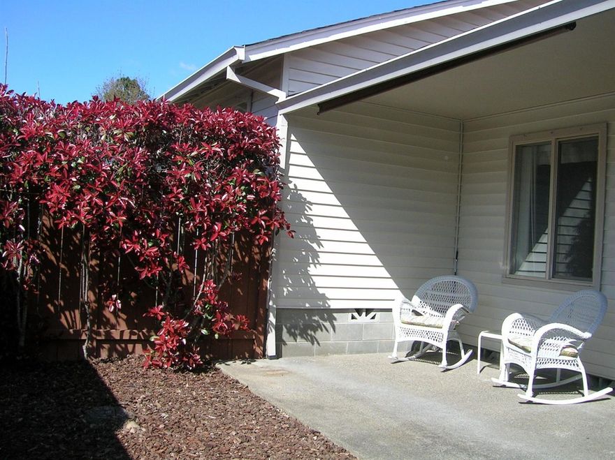 Well-maintained 2 bedroom, 2 bath, single-level condo in very quiet complex in northwest Grants Pass, with Cul-de-sac Privacy. Has Always been a no pets/no smoking home. All appliances included and new water heater in 2015. Has large closets and plenty of cabinets. There is one covered parking space in close proximity to condo, plus an outside storage room with lots of shelves. Enjoy the view from the very private front court-yard, with its covered area for patio furniture, plus a large sunshade; or sit in the fenced back patio and listen to Gilbert creek roll by. Weed cloth, bark and a drip system make both yards low maintenance. The monthly HOA fee is $145 and covers water sewer, trash, roof reserve fund, and common area maintenance. Excellent rental history for the past 6 year!