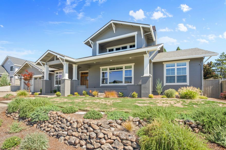 Introducing a stunning home in the Summerfield subdivision, featuring breathtaking views! This residence boasts an office and all bedrooms conveniently located on the main level. The spacious kitchen is equipped with a large island, white painted cabinets, quartz countertops, Kitchen-Aid appliances, and a walk-in pantry. Enjoy ten-foot ceilings throughout the home, while the great room features a cozy stone fireplace and built-in cabinetry. Upstairs, a large bonus room awaits, offering spectacular views, a tiled balcony, and its own heating and cooling system. The private backyard includes a generous covered patio, ideal for entertaining guests. The primary suite is designed with a double vanity, a roomy walk-in shower, and a freestanding tub. Additional highlights include an oversized two-car garage with extra depth, beautiful hardwood floors, and elegant finishes throughout. The home also features a mudroom, a spacious utility room, and ample storage options. Come tour today!