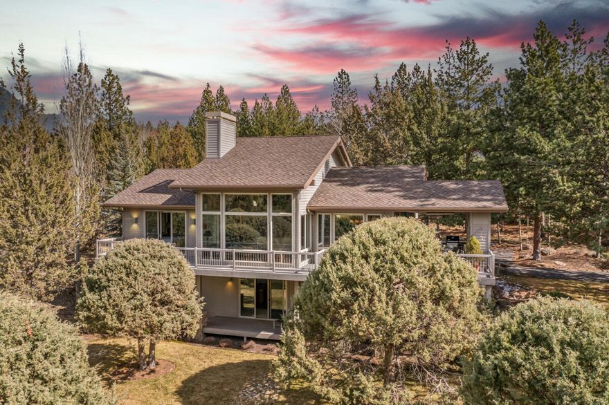 Picture yourself on this private corner in the heart of Bend with views of Mt. Bachelor and the Cascades. This home is truly made for both entertaining and everyday living, with plenty of space and fabulous views. Enjoy the open floor plan, high ceilings and centrally located kitchen, plenty of cabinets and a spacious pantry. Floor to ceiling windows. The heart of this home, the kitchen — with adjoining dining area and great room — make it ideal for gatherings. Spacious loft overlooking great room. The bedroom separation and additional en suite  is designed for guests or office space. Walk outside to your backyard oasis, a peaceful paradise with multiple decks and captivating views. Flat driveway. Generous garage with work bench, room for golf cart and all your Central Oregon toys. This property is immaculate, well-cared for, and ready for new owners. Welcome home!