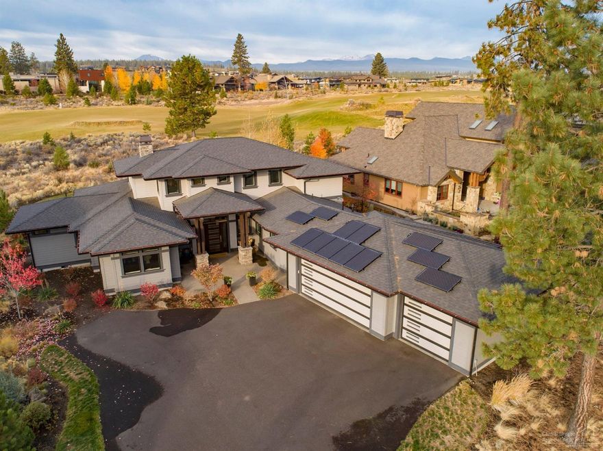 Situated in a private setting on the 16th fairway of award winning Tetherow golf course on an exceptional cul-de-sac lot, is this custom contemporary home by award-winning Greg Welch Construction. An open, inspired layout by Cascade Design is sure to impress w/ thoughtful use of space & light and quality finishes. The main level consists of a Great Room design w/ gourmet Kitchen, a dedicated Mud Room conveniently located off the garage, Powder, Study that could easily be used as a 5th Bedroom & of a Master Suite w/patio & hot tub access. Upstairs, 3 more ample Bedrooms, 2 full baths & a spacious Bonus Room. Outside, enjoy a morning coffee from the east facing front courtyard or an evening class of wine taking in a Central OR sunset on the west facing sunken patio w/ hot tub & fire pit. Not only is this fine home truly one of a kind, it is situated in a prime Tetherow location allowing easy access & close biking proximity to award winning schools, Bend's Westside & vibrant downtown.