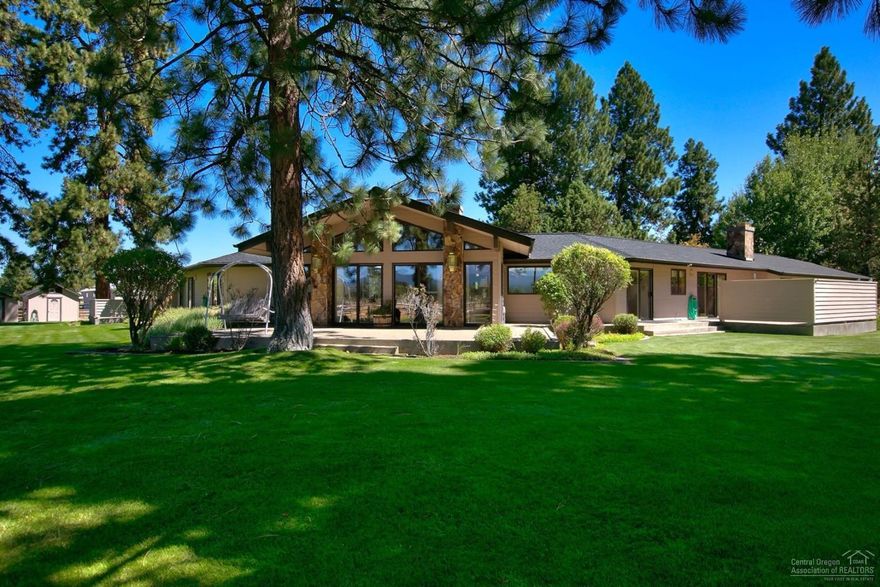 Stunning Cascade Mountain Views from home on 10.4 acres located minutes from Sisters. Single level home 3537 sf, 3 bedroom, 2.5 bath, formal dining room, living with wood burning fireplace and vaulted ceilings, large kitchen, family room, office, utility room and attached 2 car garage. Park like setting with landscaped yard, pine and aspen trees, underground sprinkler system, water feature and wonderful out door living areas. Paved driveway, barn with tackroom, stalls with fenced paddocks and pasture.