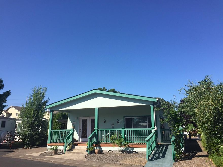 Very comfortable 2005 3 bedroom, 2 bath home in 55+ park. Wonderful open floor plan with lots of natural light, several solar tubes and mirror closet doors in two bedrooms. Master bath has a walk in shower and hall bath has tub. All appliances stay; microwave, oven, refrigerator, dishwasher, washer and dryer. Storage shed and low maintenance yard located in a cul de sac. Close to public transportation and shopping. Located in Aspen On The Creek.