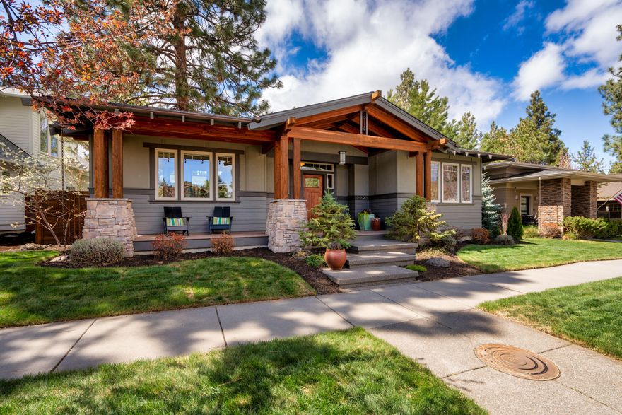 Welcome home to this charming single-level craftsman bungalow built by the award-winning Ridgeline Construction team. Perfectly placed within the highly sought-after Northwest Crossing neighborhood just steps away from Compass Park. This light-infused home opens on 3 sides to a courtyard that's perfect for entertaining, dining, and relaxing. The home is 3 bedrooms, an additional large office and two bathrooms.  An inviting living room is highlighted with a stone fireplace with expansive built-ins. The cook's kitchen has stainless steel appliances with a professional cooktop, large pantry, and custom-solid cherry cabinets. The primary bedroom is nestled on its own side of the courtyard with double vanity, large walk-in shower and closet.  Two car garage allows for ample storage and a built-in workbench area.  Plus a 25 x 12 gravel parking pad in alley. Sit back, relax, and enjoy your coffee and a sunrise from the front porch before heading out to a walkable destination