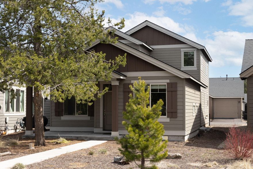 Owners offering direct financing at only 5% interest! This stylish 3-bed, 2.5-bath home in La Pine's Crescent Creek neighborhood offers 2,010 sqft of light, bright, and comfortable living space. Along with the primary bedroom and full bath, the downstairs features an open floor plan with a gas fireplace, high ceilings, custom window treatments, and a beautiful kitchen with quartz countertops, stainless steel appliances, a large island, and plenty of cabinet space. Upstairs features 2 spacious bedrooms and a full bath, as well as an additional open area that would be great to use as media room or additional living space. Outside the house is a nice covered patio, an in-ground irrigation system, and unobstructed views and access to an adjacent park that will make it easy to enjoy any time of year. Crescent Creek offers amenities such as a clubhouse, walking paths, an open park, and access to a trail system that connects to downtown La Pine. Call your broker to schedule a time to tour!