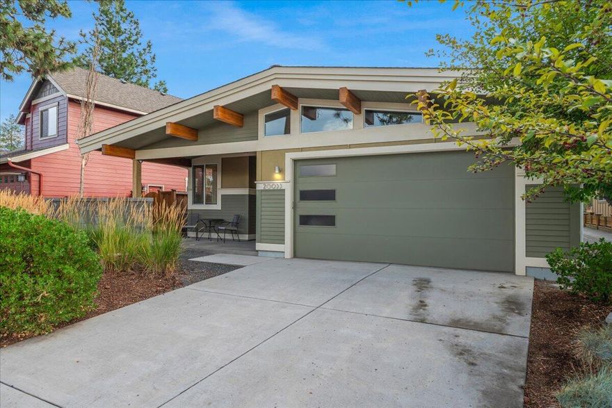 This beautifully maintained home is ideally situated on a quiet cul-de-sac in the heart of the Old Mill District. Enjoy easy access to the scenic Deschutes River trail, perfect for exploring all that Bend has to offer. This attractive single-level contemporary home features a spacious open floor plan filled with natural light. Vaulted ceilings in the great room & a cozy gas fireplace, create an inviting atmosphere while the layout provides great separation between bedrooms for added privacy. Quality finishes throughout, including hardwood floors, SS appliances & stylish tile countertops. This Earth Advantage home, was built with energy efficiency in mind. The low-maintenance yard w/ drip irrigation lets you spend more time outdoors doing what you love. A short walk or bike ride to the vibrant Old Mill District, where you'll find concerts, restaurants & shopping. As one of Bend's most sought-after locations; the combination of peace, convenience & outdoor access is truly hard to beat!