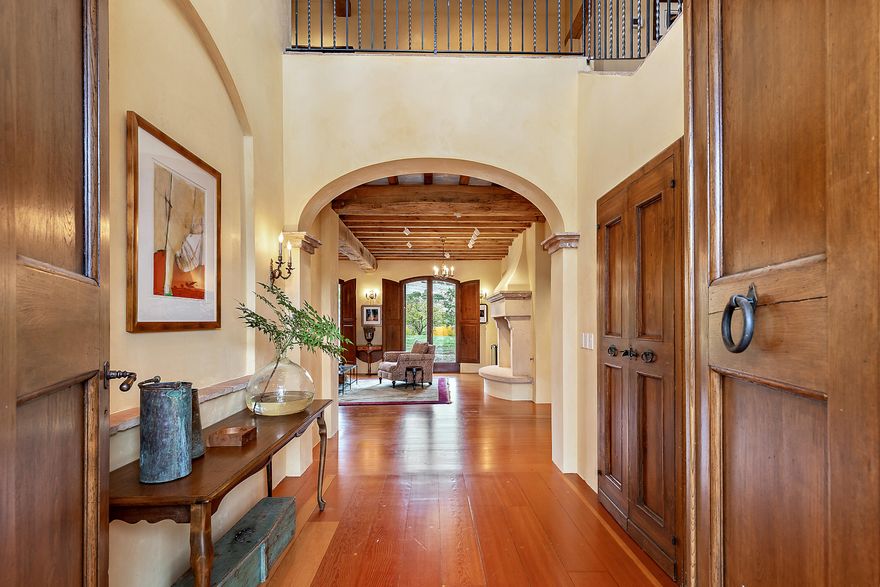 Maison Tranquille, Luxury European Estate and Vineyard with unmatched authentic detail. Situated between Bella Fiore & Irvine and Roberts Wineries. Marvelous vineyard & mountain views! 6196 sq ft home on 13.69 acres, 7.66 acres of Chardonnay & Pinot Noir. 4-5 bdrms, 4 full & 2 half baths. Family room, 2 fireplaces, workout rm, beautiful office. Magnificent Chef's kitchen, formal dining and living rooms, sunroom. Views, views, views. En-suite bedroom on main level. Incredible master suite with French doors to balcony, jetted tub with Mt. views, walk-in shower, steam rm. and 2 walk-in closets. European wood beams throughout. Antique lighting fixtures. Ancient European tiles, bricks, spiral staircase, handmade roof tiles. Italian windows and doors. Interior and exterior shutters. Temperature controlled wine storage. Private wine label. Famous Italian Architect Domenico Minchilli. 10 minutes to downtown Plaza. A one one-of-a-kind European Estate. A genuine work of art!