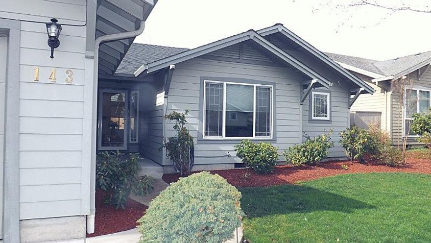 Fantastic single story George Cota built home. Comfortable 1642 sq.ft., 3bd, 2 bath w/hardwood floors & carpet. You will love the open floor plan & spacious kitchen. Dining area opens to the light filled living room w/a gas fireplace. Large master suite with walk-in closet. Nice backyard w. 15x30 covered patio & room for gardening makes this the perfect turn key home ready for you to move right in. Recently installed solar panels, newer carpet, stove, storm door and ceiling fans. Custom window treatments with top up/bottom down feature in bedrooms. Natural gas hookup is installed at the patio and near the garage has additional pull down storage w/ladder in ceiling.