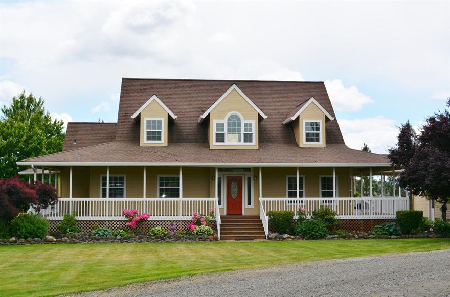 Very private, yet close in location. Live creek frontage on 104 acres. 67.7 acres are flood irrigated. 30 ft. wide, deeded driveway runs between two agricultural neighbors. Gated, tree lined entry to a mature landscaped yard. House sits on a bench overlooking beautiful pastures, valley and mountains. Property has a great view of Mt. McGloughlin. Over 2,000 sq.ft. of wrap around decking. This very nice home has just been remodeled. All four bathrooms have been completely re-done. All flooring is new. All new heating and air conditioning systems, and all new ducting. New exterior and interior paint. Large shop/garage with another full bath and lots of storage. Carport. RV parking with 30 and 50 amp service and clean out. Property is on city water, but seller also installed a well for watering the landscaped grounds. Well was installed at 14 gpm. The grounds include a large usable grass area, vegetable garden area, some fruit trees, raspberries and grape vines. Fire pit.