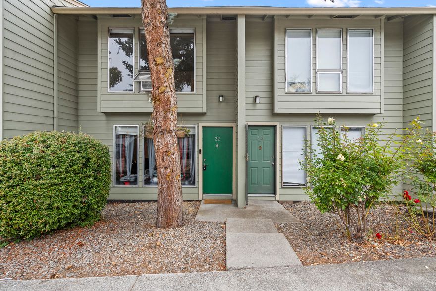 Charming Move-In Ready Townhome in Coronado Village! This townhome perfectly blends comfort and convenience. The main level features beautiful flooring throughout. The spacious living room and dining area are bathed in natural light and open up through elegant French doors to a private, fenced backyard, making it ideal for outdoor relaxation or entertaining. The modern kitchen has great cupboard space and the half bath and laundry space add to the functionality of this inviting home. Upstairs, you'll find a bright and airy primary bedroom with large windows, along with a second cozy bedroom and a full bathroom, making this layout perfect for families or guests. Enjoy the community pool for those warm days and take advantage of the fantastic location, just minutes from delightful restaurants, shopping, picturesque parks, wineries, and the Rogue Valley Country Club.