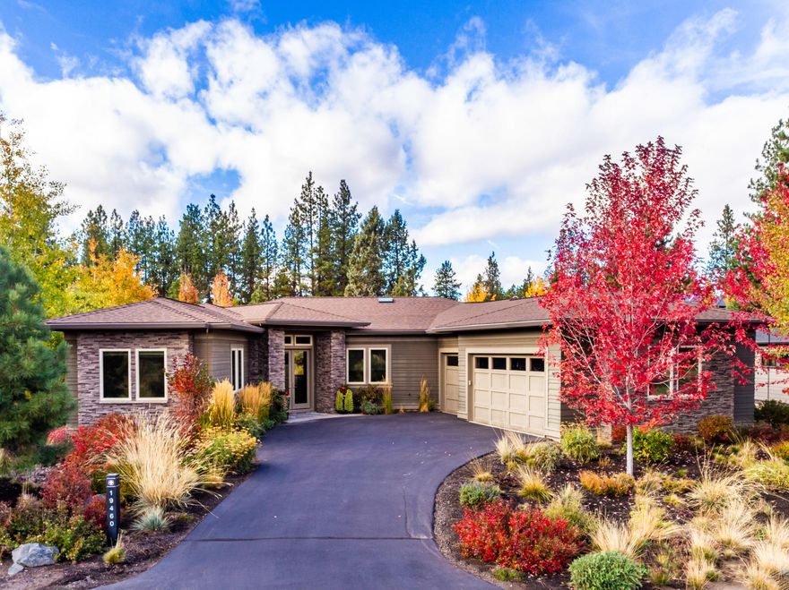 Stunning Single Level home in Tetherow. This home checks all the boxes: One level, 3 bedrooms + Office + Bonus/Media Room, open floorplan, vaulted ceilings, spacious oversized 3 car garage, storage everywhere, flat usable yard with a nice entertaining patio, on a private and quiet cul-de-sac in Tetherow, easy access in and out of the neighborhood, larger .38 acre lot and so much more. There is nice separation of space with the master on one side and access to the back patio and yard. Extra Features include a built in water bottle fill station in the garage, security system, gas heaters for the back patio area, water fill station at the range, dry bar in the dining room/area, and epoxy garage floor. Custom built in 2013, this home has had one owner, that has taken great care of the home and yard. Don't miss this opportunity to live in one of Bend's best communities, Tetherow.