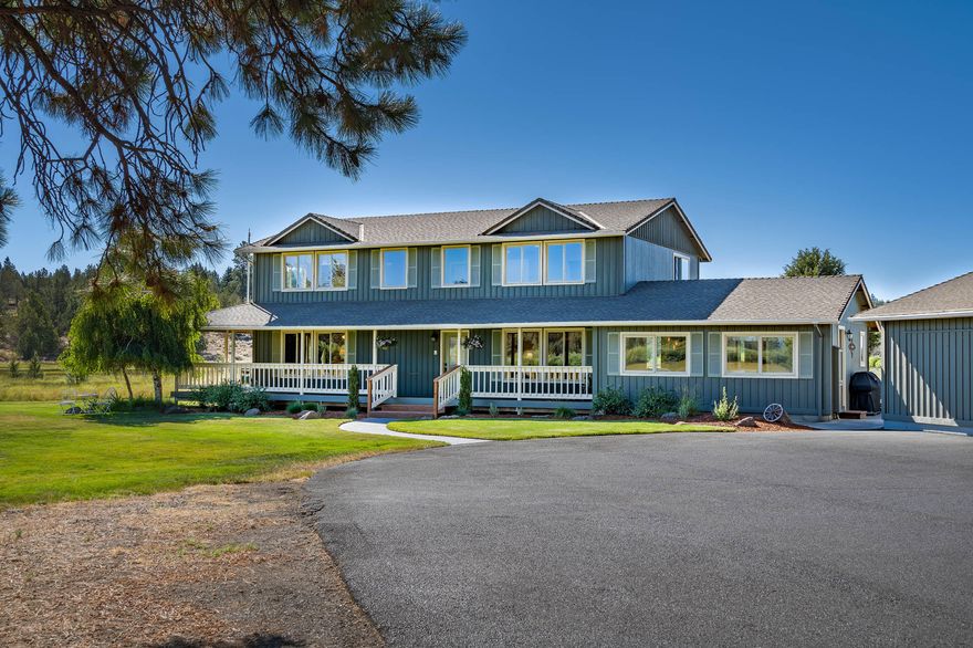 Discover your dream home with stunning views of Broken Top and Mt. Jefferson. This tranquil and well cared for home is conveniently located only one mile from Sisters and all that Central Oregon offers. Home is adjacent to a meadow which allows for all types of wildlife that makes this home feel like an oasis. Views of the mountains and meadow are ample from all parts of home and deck. Home has been updated over the past four years, including a completely modernized kitchen with granite counters and alder cabinets. Master bed on the main level. Home has 4 beds, 3.5 baths and separate apt has 1 bed and 1 bath. Additional separate studio w/529 feet not included in sq ft plus a double door hangar of 3492 ft which allows for incredible options for working from home and/or storage of planes, recreational vehicles and more. Property is adjacent to taxiway for easy access to runway. Enjoy the peacefulness of this exquisite property offering both privacy and convenience in a park like setting.