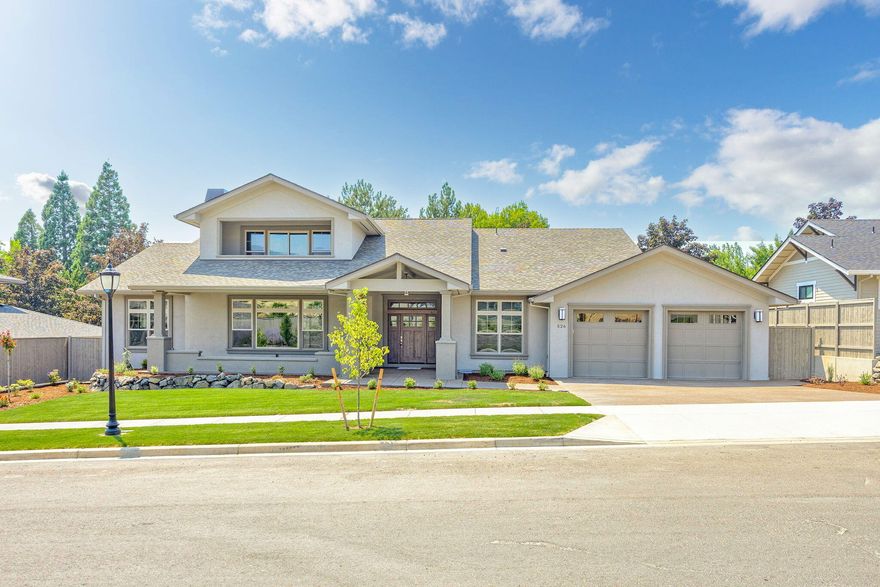 Main level living in this stunning contemporary stucco home.  Gorgeous new construction in the sought after Summerfield neighborhood located in East Medford. The kitchen boasts of quartz countertops, soft close drawers, Kitchen aid appliances, and a large island with plentiful storage. The great room has a floor to ceiling stone fireplace paired with built-in wood cabinets on each side. The spacious primary suite has a gorgeous spa-like bathroom with a floating tub, double vanity and a large walk-in closet. The laundry room and bathrooms have elegant tile floors.  There is a spacious bonus room with views of the mountains and a covered exterior balcony.  Oversized garage with extra shop space and a mudroom inside the house. Large front and backyard covered patios. The listing agent is related to the seller