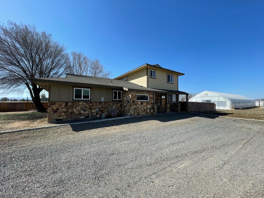 Wake up to a gorgeous view of the mountains from this beautifully remodeled farmhouse in Alfalfa. Set on 67.9 acres with 35.6 acres of COI irrigation. A
wonderful location just east of Bend and perfectly set up for a farm operation. 3 greenhouses with an irrigation system, a 73'x200' clear-span building,
insulated 4502 SF insulated shop/storage w/ 12' OH door, 1344 SF office/bunkhouse. Excellent soils and water allow many agricultural uses. Bend has the
highest number of sunny days in the state. Sale to include Map & Tax Lot #1714240001701, 1714240001000, & 1714240001100. Come enjoy all that Central Oregon has to offer.