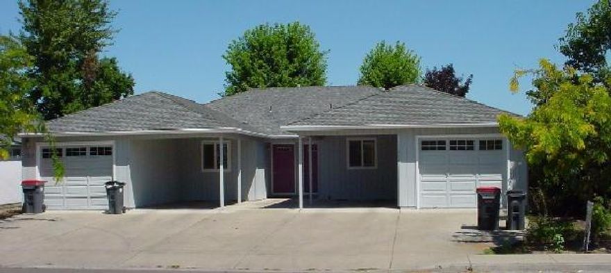 A very nice and well-maintained duplex with a great rental history. 2 large bedroom, 2 bath units with master suite set-up with a walk-in closet. Nice functional floor plan. Large dining room areas and good sized kitchen. Each unit has a large fenced backyard. Large Dining Room area that leads into a large open Kitchen. Each unit has its own 1 car garage with a carport and paved driveway, range, fridge, dishwasher, disposal, washer/dryer hook-ups.Back yards have private patio area and fenced yard. Each unit is 1,056 sf. Units are presently rented at $895 and $845.