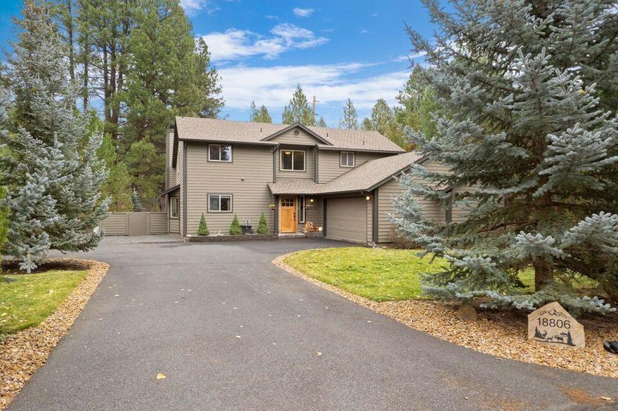 This Beautiful Widgi Creek home is ideally situated on a spacious and private .37 acre lot backing up to the 4th fairway in this gated golf course community. This two story traditional features 3 bedrooms and two baths, open great room floor plan, and primary bedroom on the main level. The kitchen includes stainless appliances, granite countertops, and pantry. The great room features LVP flooring, vaulted ceilings, skylights, and a wood burning fireplace. The custom staircase leads to the additional bedrooms and flex/utility room along with the second primary bedroom with balcony overlooking the backyard and golf course. The private backyard includes a large deck, built in bbq, hot tub, fire pit area, and additional storage! Easy access to Phil's Trail system, Deschutes River, and Mt Bachelor. Take the bike path to downtown too!